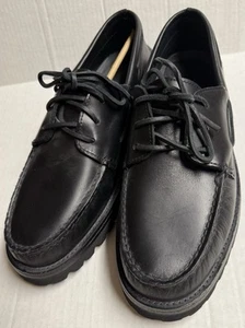 SPERRY Top-Sider Boat Shoes Vibram Lug Sole Men’s Size US 12 Leather Black - New - Picture 1 of 8