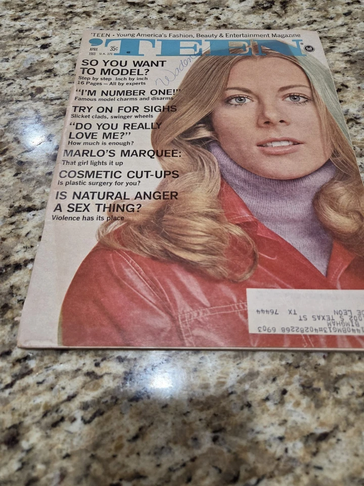 APRIL '69 TEEN MAGAZINE 0 Magazine. Cover Girl Is Joanne Vitelli. Very Rare - Image 1 of 4