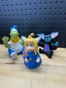 ALL 3 Vintage 1990 MTV EUREKA'S CASTLE Rubber Hand Puppet PIZZA HUT - Picture 1 of 2