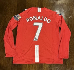 Manchester United F.C. Cristiano Ronaldo #7 Long Sleeve Nike Jersey L Red 2008 - Picture 1 of 10