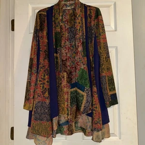 Soft Surroundings Cardigan Duster Patchwork Multicolor Bohemian Size L - Picture 1 of 7