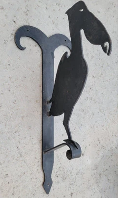 Soporte de pared pelícano de hierro vintage para linterna planta campana 24" escultura SCR hogar Foto 1 de 4
