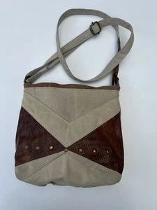 MONA B Umhängetasche Upcycling Prisma Neutral Handtasche mit Lederdetails Natur - Bild 1 von 10