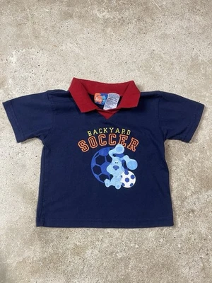 Vtg Y2K Blues Clues Shirt Steve Soccer Blue Navy Polo Sz 18M Toddler 2000 - Image 1 of 4