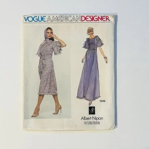 Vintage Vogue 1849 Albert Nipon Dress & Scarf Pattern – 1979 – Size 8 UNCUT - Picture 1 of 7