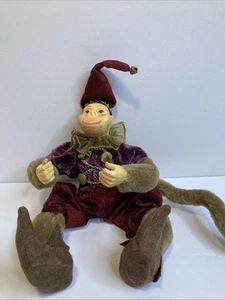 Vintage Mark Roberts Collection 13" Jester Monkey Doll Christmas Ornament - Picture 1 of 3