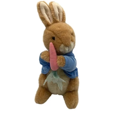 Eden Peter Rabbit 13" Plush Stuffed Animal Toy Blue Jacket Carrot Beanbag - Image 1 of 4