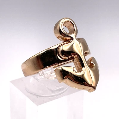 Подписанное бронзовое кольцо-якорь из розового золота Милор Италия - размер 9,75 - Изображение 1 из 4