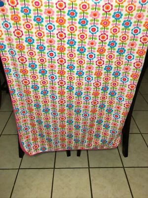 Manta bebé niña plátano flores rosa caliente azul verde naranja con sherpa Foto 1 de 4