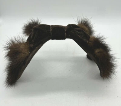 Sombrero Fascinator Vintage Marrón Terciopelo y Visón Foto 1 de 4