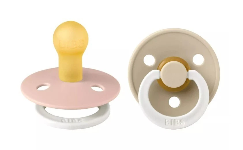 Bibs Glow in the Dark Latex Pacifier - 2pk Size 2 - Blush Glow/Vanilla Glow New！