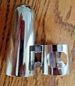 HEAVY DUTY GENERIC POLISHED NICKLE STANDARD Bb CLARINET LIGATURE and CAP. BEAUTY - Picture 1 of 4