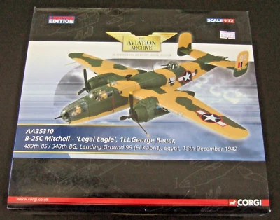 CORGI AVIATION B-25C MITCHELL - 'LEGAL EAGLE' 1Lt. GEORGE BAUER 1: 72 AA35310 — 第 1/4 张图片