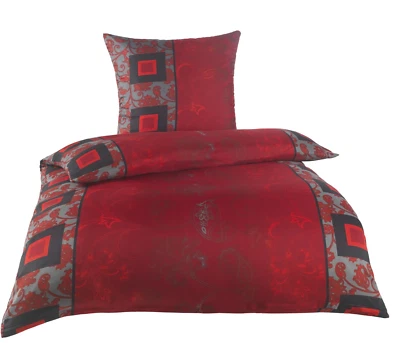 4tlg Bettwäsche Set Mikrofaser  Bettbezug 135x200 Leichte Sommer Ware Rot - Bild 1 von 2