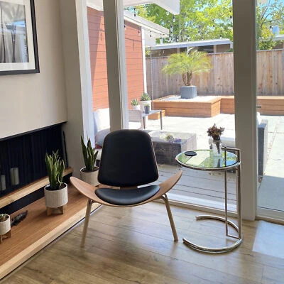 Nuevo Sillón Moderno Shell Cuero Madera Silla Lateral para Salón Oficina Foto 1 de 4