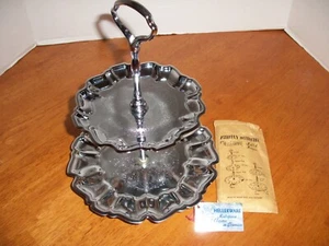 Vintage 11" Hellerware Chromium 2 Tier Scalloped Tidbit Tray - Picture 1 of 4