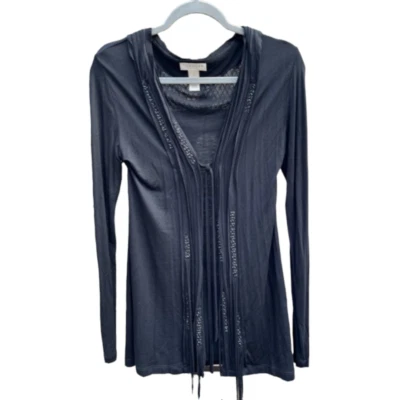 Kenar 二手状况完好女式开衫领带开襟黑色串珠 S 码 — 第 1/4 张图片