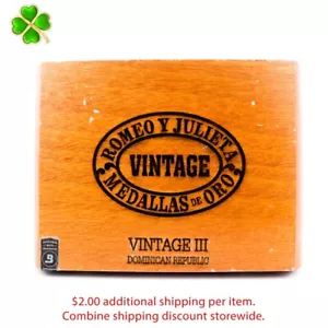 Romeo y Julieta Vintage III Toro Empty Wood Cigar Box 8" x 6" x 3" - Picture 1 of 12
