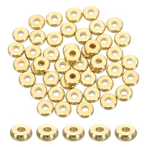 25 Pcs Brass Spacer Beads, 6mm Flat Round Beads Metal Heishi Bead, Gold - Picture 1 of 6