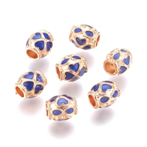 10pcs Alloy Enamel Barrel Metal Beads With Heart Loose Spacer Beads Craft 8x7mm - Picture 1 of 2