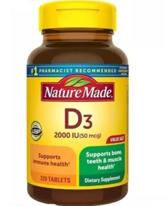 Nature Made Vitamin D3 2000 IU (50 Mcg), Dietary Supplement Bone,Teeth Exp 12/25 - Picture 1 of 1