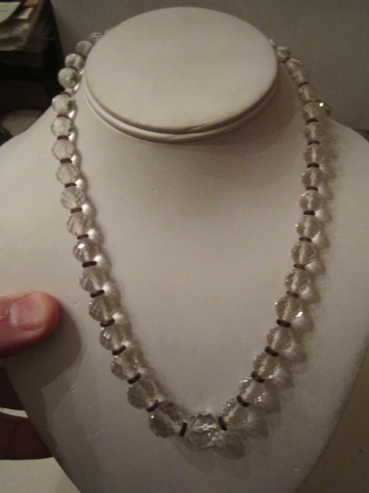 白色蓝宝石面串珠项链 57 克 18 英寸带 10K 金扣 - OFC-14 — 第 1/4 张图片