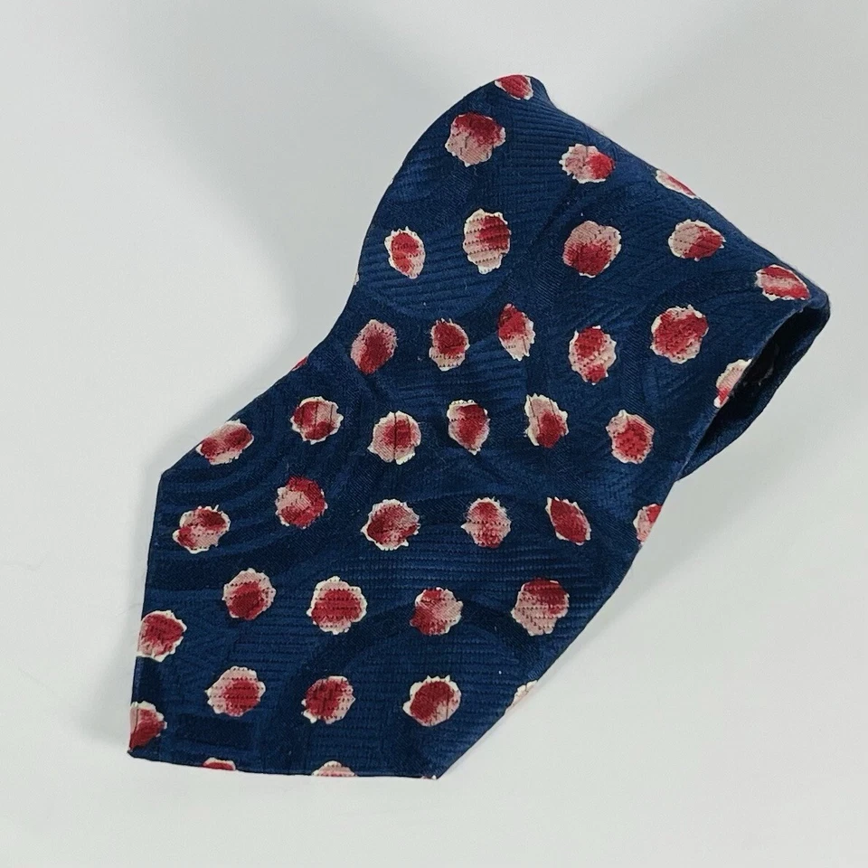 Gravata Texas Clothier 100% seda azul/vermelho floral abstrata feita à mão 3 5/8" - Imagem 1 de 3