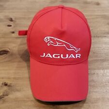 Jaguar Hat Cap Strap Back Red White Spell Out Logo Car Racing One Size