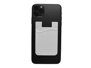White Phone Wallet Silicone Credit Card ID Holder Pocket Stick On - Picture 1 of 1