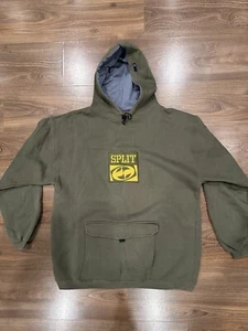 Vintage Split Skateboard Hoodie Mens XL Green Full Zip Grunge Y2K 90s Rare - Picture 1 of 11
