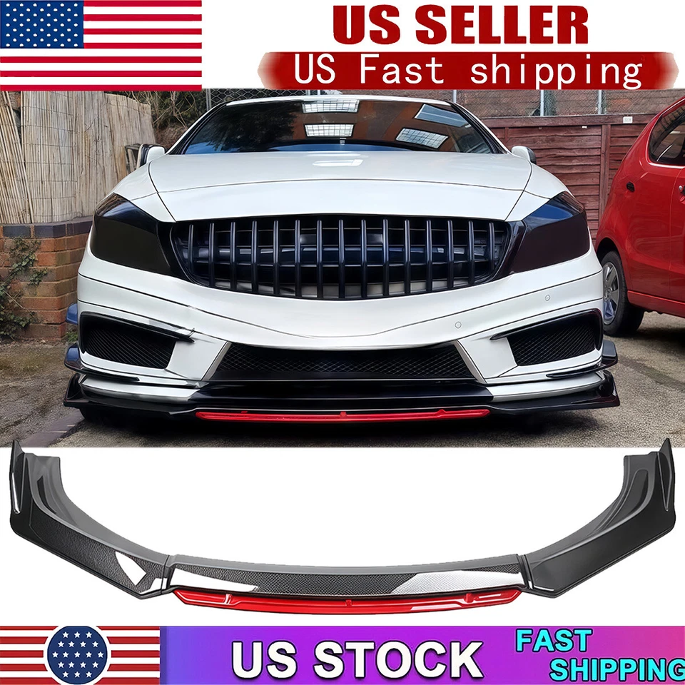 Spoiler labial dianteiro vermelho fibra de carbono splitt para Mercedes Benz A45 AMG W176 - Imagem 1 de 4