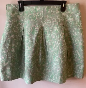 New York & Company Pleated Green "Clover" Print Floral AOP Skirt Sz 14 Spring - Picture 1 of 8