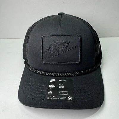 NIKE Rise Cap Structured Trucker Hat FB5379-010 Adult Unisex M/L Black - Image 1 of 4