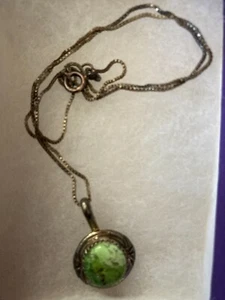 Mojave green turquoise sterling silver necklace - Picture 1 of 2