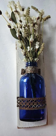 Unique Wall Cobalt Blue Bottle Sconce Vintage Farm House Cover