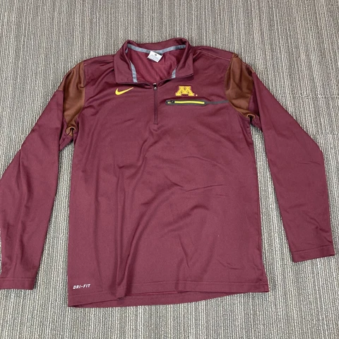 NIKE Minnesota Golden Gophers Womens Medium Dry Fit Quarter Zip Maroon Gold Cover