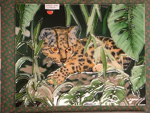 NEW Glazed Ceramic Decorative Tile 11x14 Leopard/Tiger Cub in Bush Scene(Rd 212) - Picture 1 of 2