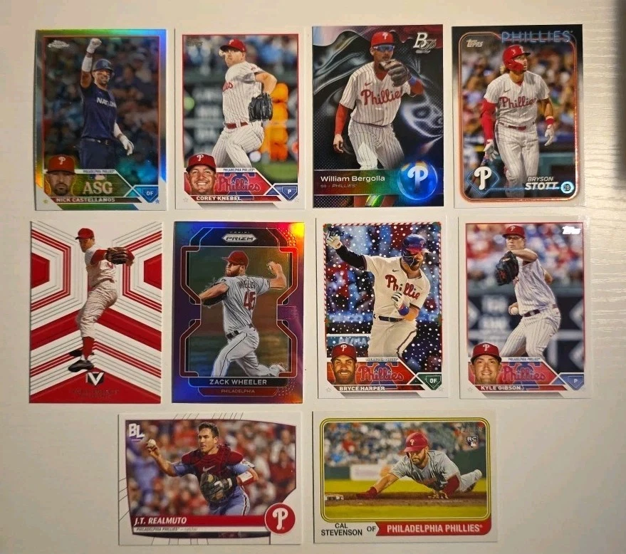 Lote de 10 tarjetas MLB Philadelphia Phillies - Castellanos, Knebel, Bergolla, Stott Foto 1 de 1