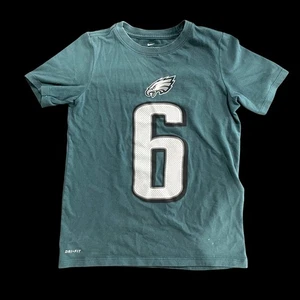 Nike Dri-Fit Philadelphia Eagles Youth T-Shirt Green with Number 6 Logo Size S - Picture 1 of 5