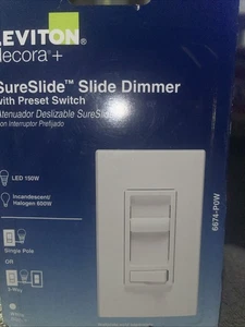 ⚡️Interruptor de luz atenuadora Leviton SureSlide universal blanco 6674-P0W - Imagen 1 de 3