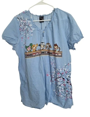 Tokidoki Koi Scrub Top Women’s XL Brianna Print Tokidoki Sushi Nurse Kawaii Cute - Image 1 of 4