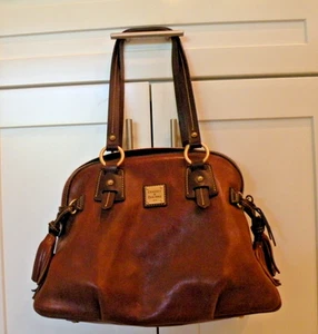 Dooney Bourke Dark Brown Florentine Toledo Leather Mail Bag Satchel with Tassels - Picture 1 of 12