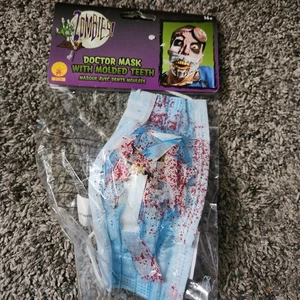 Maschera dottore zombie con denti modellati costume Halloween travestimento NUOVO - Foto 1 di 4