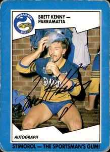 Signed 1989 Parramatta Eels NRL Scanlens Stimorol Card - Brett Kenny - Picture 1 of 3