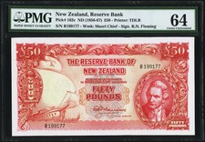 New Zealand 50 Pounds ND (1956-67) Pick 162c PMG  64