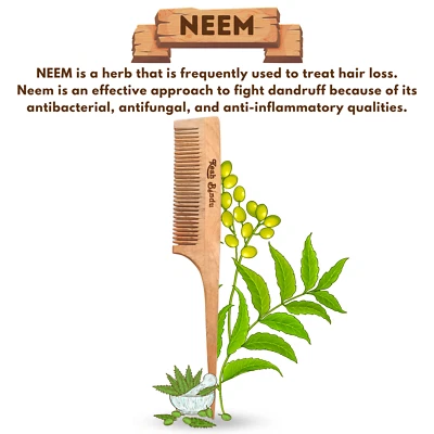 Neem Wooden Comb Wide Teeth for Healthy & Dandruff Free Scalp Massaging Comb - Image 1 of 4