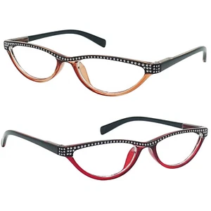 Small Cat Eye Reading Glasses 4 Color Choice Rhinestone Readers - Picture 1 of 14