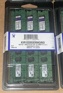 New Kingston 6GB 3 x 2GB 10600 ECC DDR3-1333MHz Server Memory KVR1333D3E9SK3/6GI - Picture 1 of 2