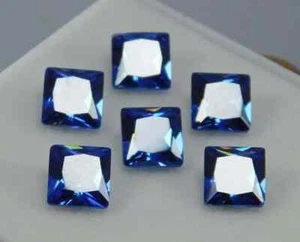 Zafiro color azul natural 5x5 mm corte cuadrado lote 6 piezas piedras preciosas sueltas certificadas - Imagen 1 de 5
