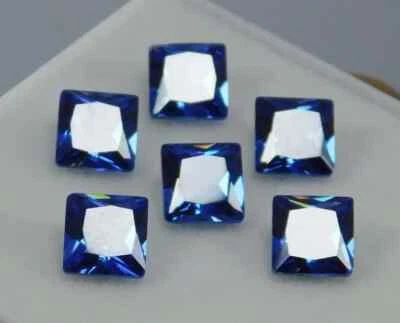 Zafiro color azul natural 5x5 mm corte cuadrado lote 6 piezas piedras preciosas sueltas certificadas Foto 1 de 4
